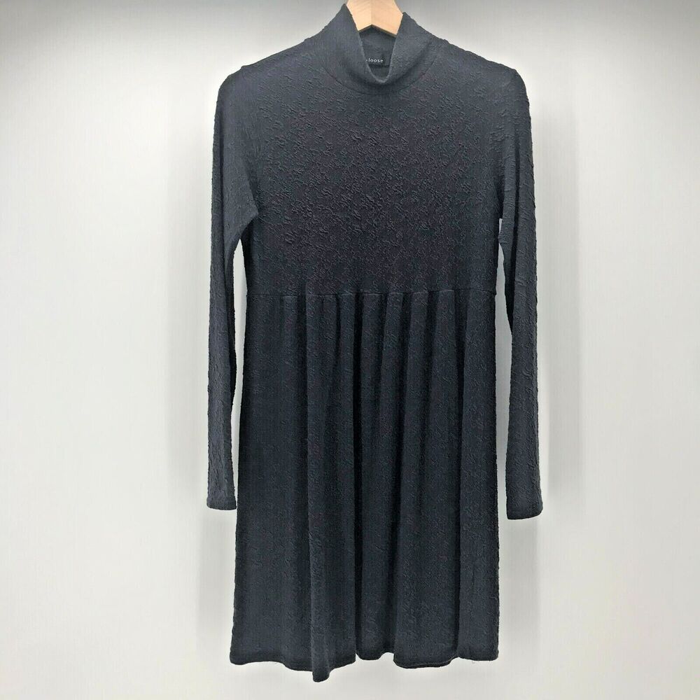 Cut Loose Tunic Top Womens Small Gray Textured Mock Neck Long Sleeve Langenlook